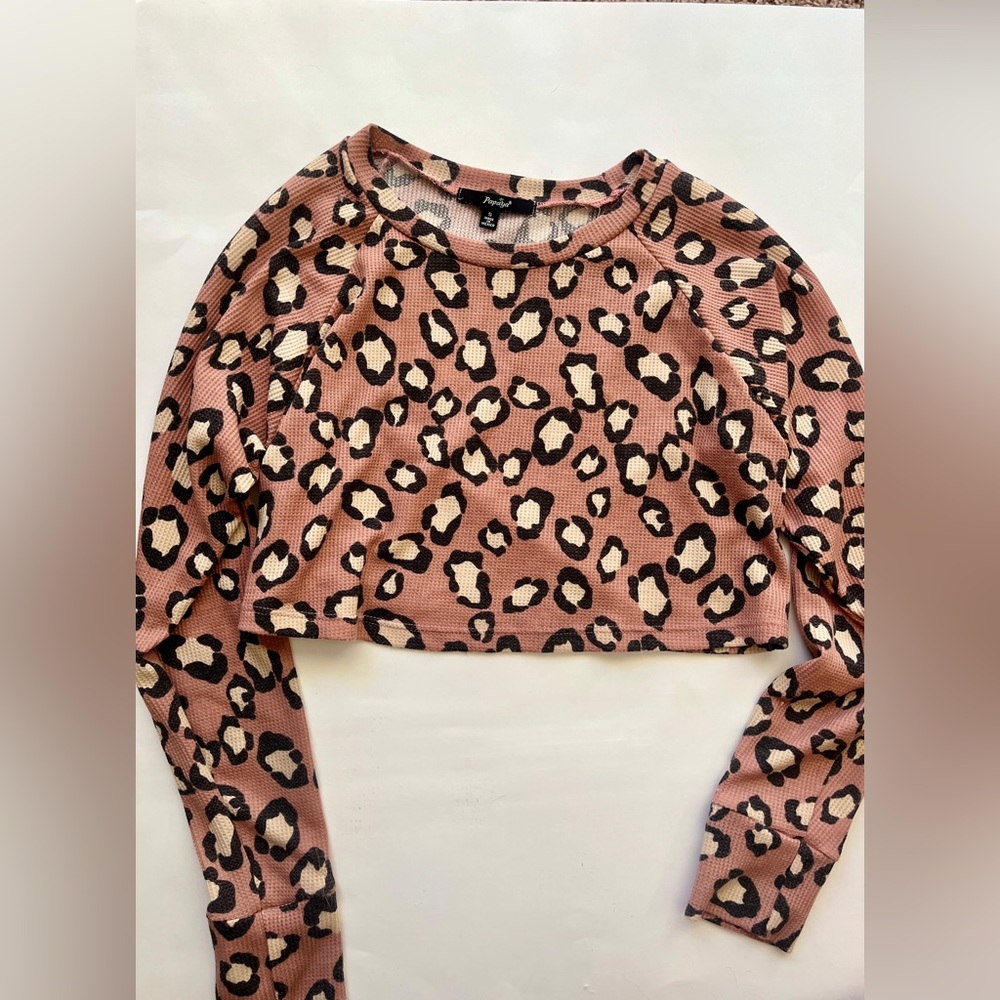 pink cheetah cropped long sleeve